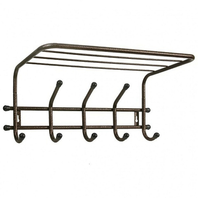 Вешалка настенная с полкой "Комфорт 5" 5 крючков, 460*220*200мм, цвет медный антик