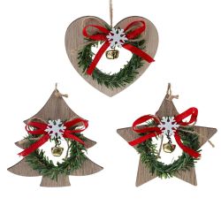 GAEM Изделие декоративное подвесное "Сердце/Ёлка/Звезда", L10,5 W1 H9,5 см, 3в.