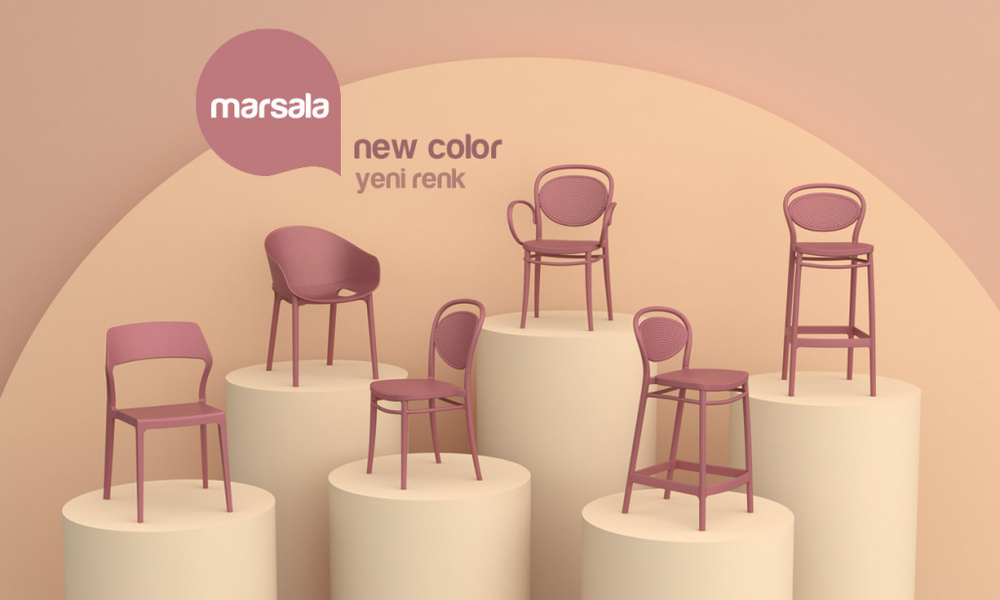 Стул пластиковый барный Siesta Contract Marcel Bar 75, марсала