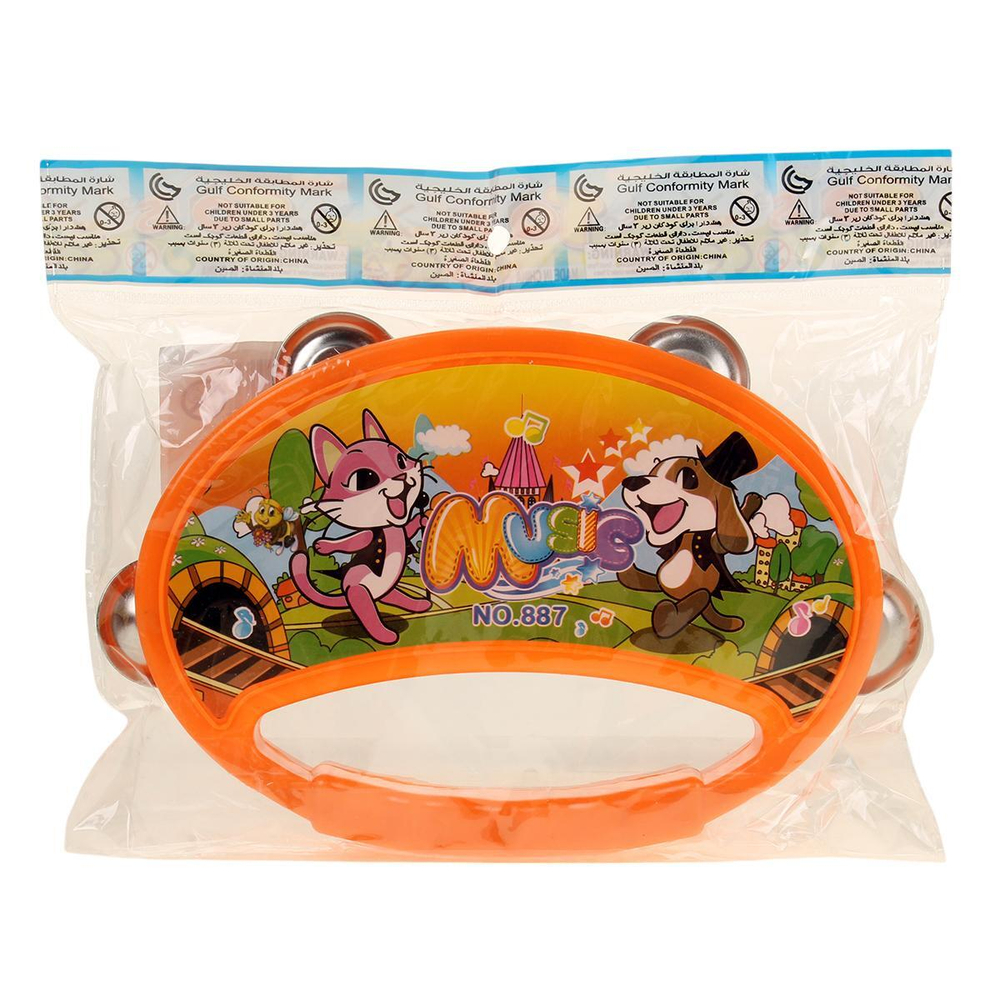 Бубен 16см, оранжевый, пакет 887E