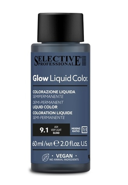 Glow Liquid Color Жидкий тонирующий краситель для волос "Glow Liquid Color", тон 9.1, 60 мл.