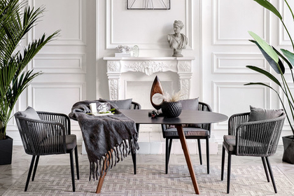 «Империя» Стол овальный 160х90см, столешница HPL, цвет дуб, подстолье деревянное