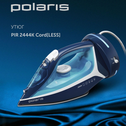 Утюг Polaris, PIR 2444K, 2400 Вт, керам, вер.отпар, сист самооч, мер ст, 1.8 м, син,бел