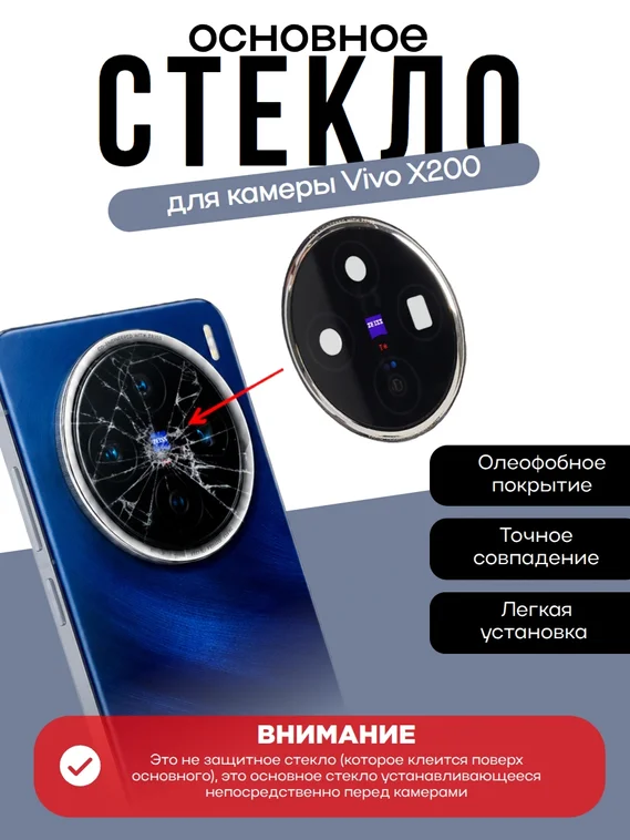 Основное стекло камеры с рамкой Vivo x200 Blue (Синий)