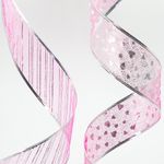 Лента декоративная (6 см*2,74 м) Ассорти дизайнов, Органза, Розовый, 1 шт.