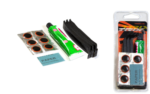 Аптечка TRIX, клей 10 мл, заплатки: D15мм-6 шт., наждачка-1 шт, монтажки-1 комплект (10/300)