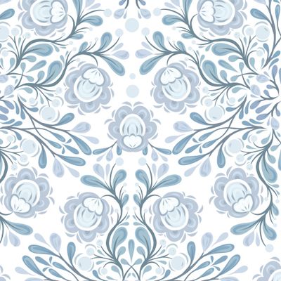 Нежная цветочная гжель