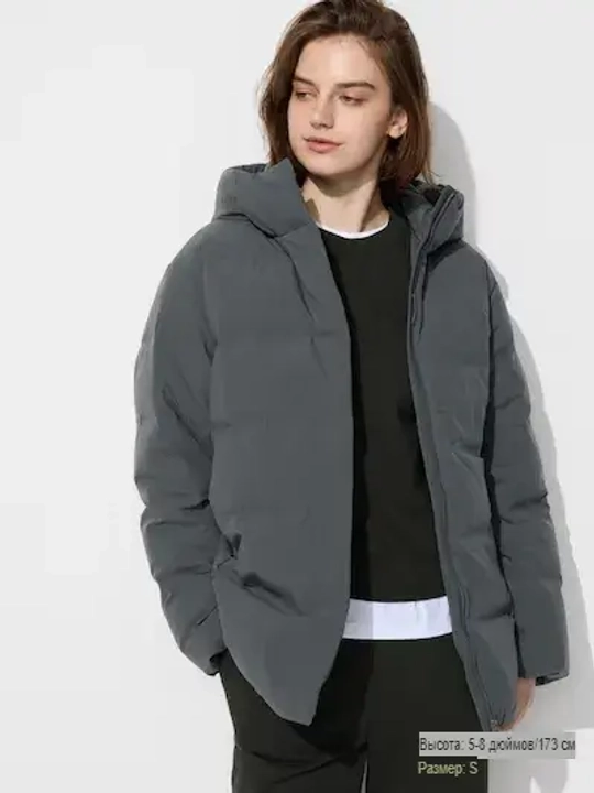 UNIQLO БЕСШОВНЫЙ ПУХОВИК, ЗЕЛЕНЫЙ