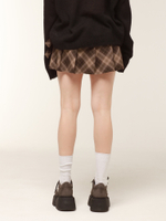 Юбка Brown Plaid Pleated Mini Skirt