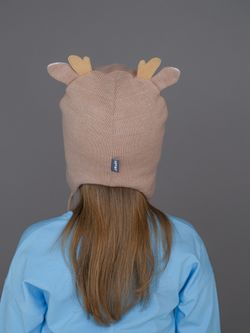 Шапка зимняя вязаная (Бархатный беж) Олененок