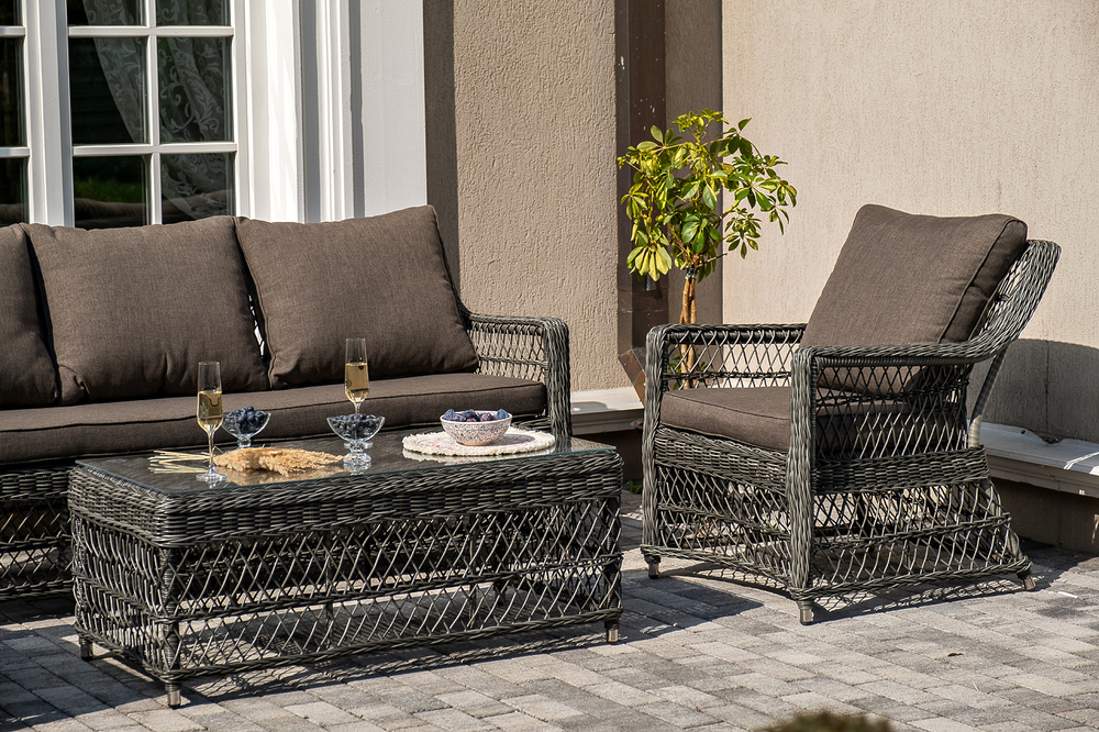 "Гранд Латте" лаунж-зона из искусственного ротанга, цвет графит