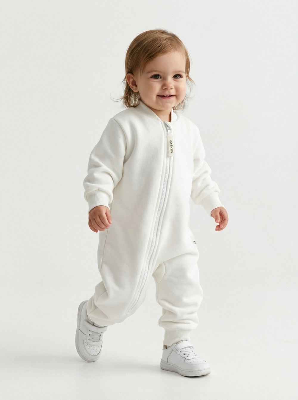 Комбинезон из футера без начеса, Молочный