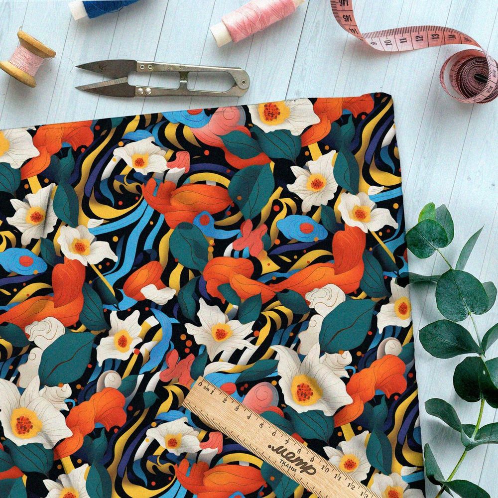 Ткань премиум интерлок чудесные мелодии природы