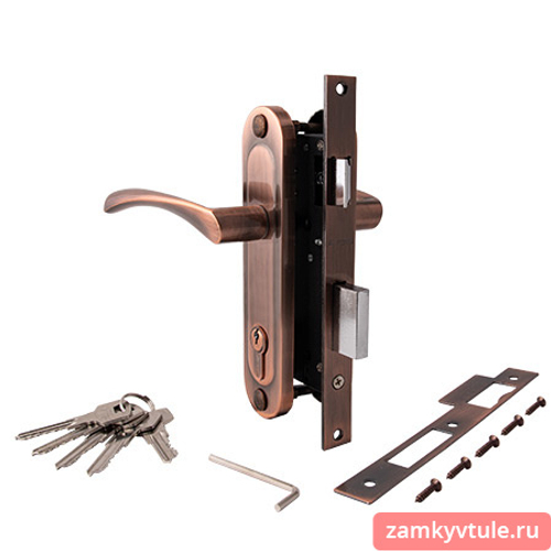 Замок врезной 1223/60 медь межосевое 70мм Аверс