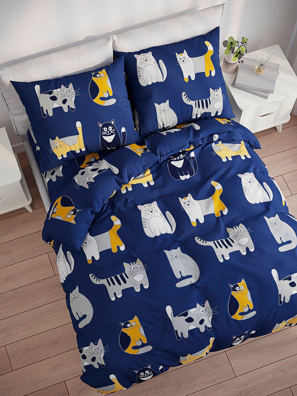 Постельное белье Полисатин Simple House "Sinder" евро Наволочка 50х70 см 2 шт Простынь 240x215 см Пододеяльник 200x215 см