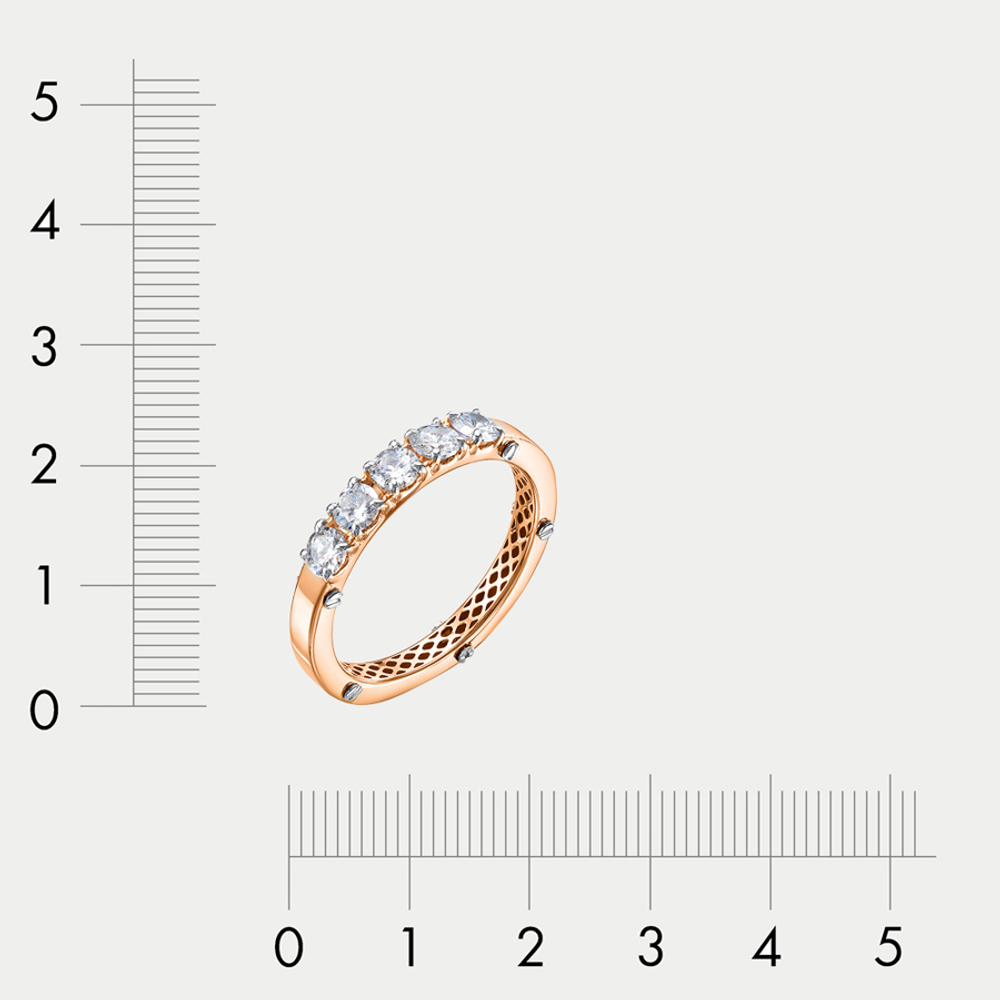 Кольцо женское из розового и белого золота 585 пробы с фианитами (арт. дф1101533р)