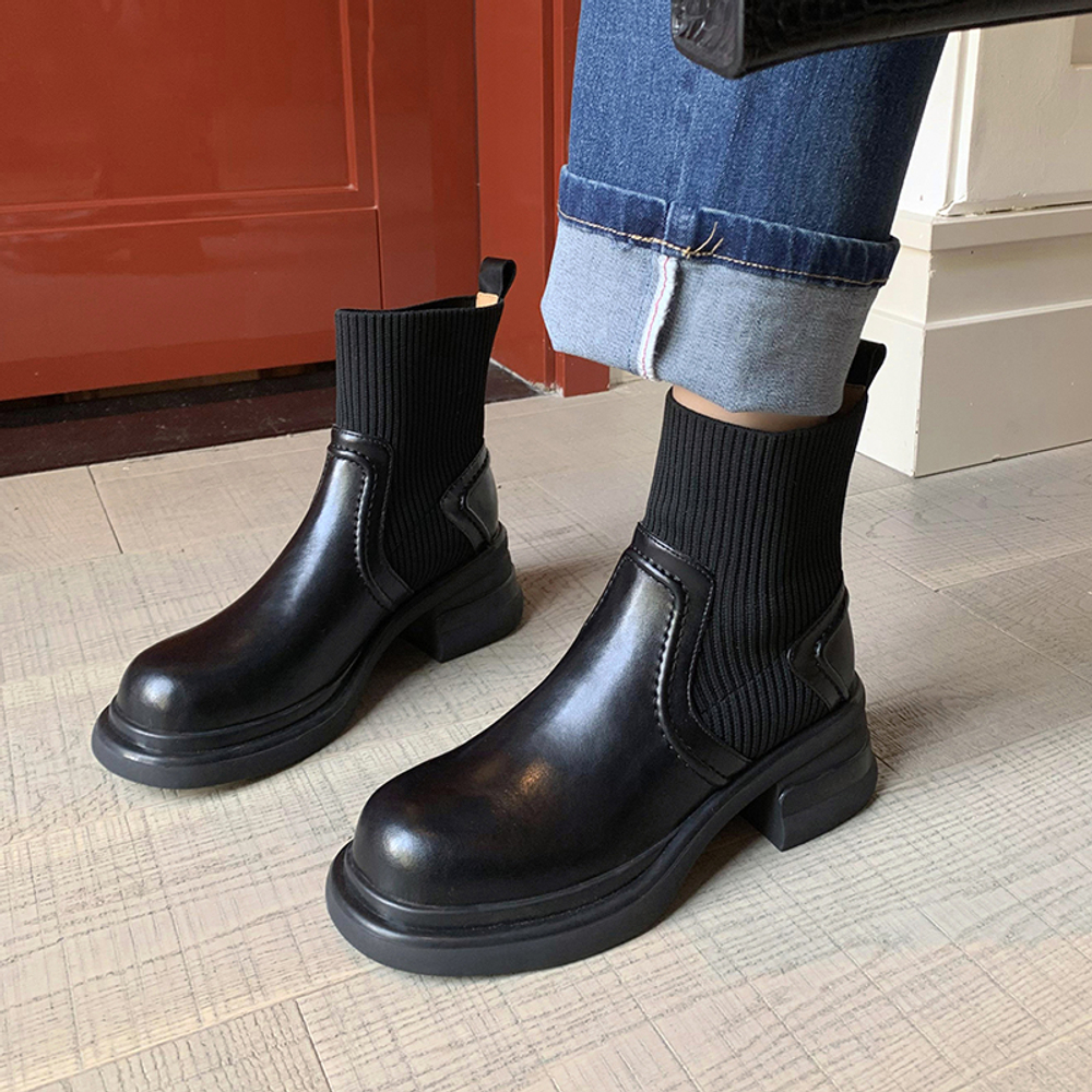 XIAOAJUE Cow Leather Ankle Boots 6cm Women"s