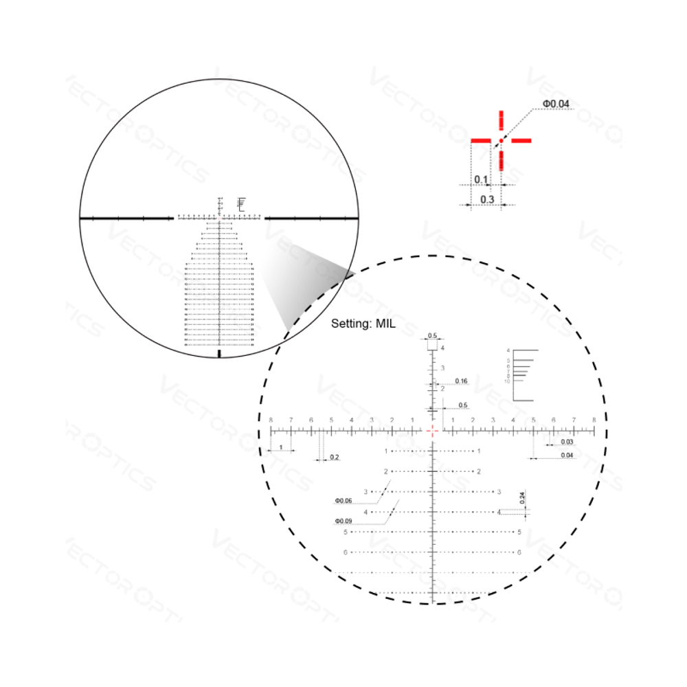 Оптический прицел Vector Optics FFP Continental x6 4-24x56 ( Тигр, СВД, ОП-СКС, ВПО-208 / Сетка VEC-MBR / с подсветкой )