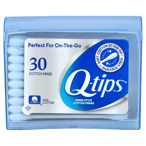 Q-tips, Бумажные палочки, ватные палочки, 30 тампонов