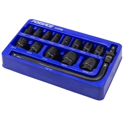 Набор головок ударных 15пр. 1/2''(6-гр.) (10,12, 13, 14, 15, 17, 19, 21, 22, 24, 27, 30, 32мм) в ложементе Forsage F-4159K