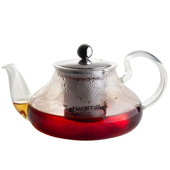 Заварочный чайник со съемным ситечком 600 мл. Kamille KM-1601 (стекло, нержавеющая сталь)
