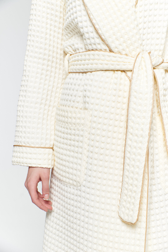 Вафельный халат с кантом сливочный