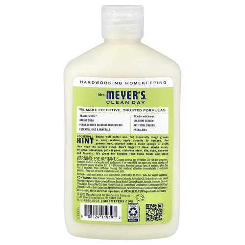 Mrs. Meyers Clean Day, Крем для очищения с пищевой содой, лимонная вербена, 473 мл (16 жидк. Унций)