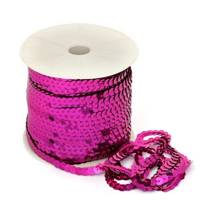 Пайетки плоские на нитях 6мм  цв.08 фуксия упак91,4м