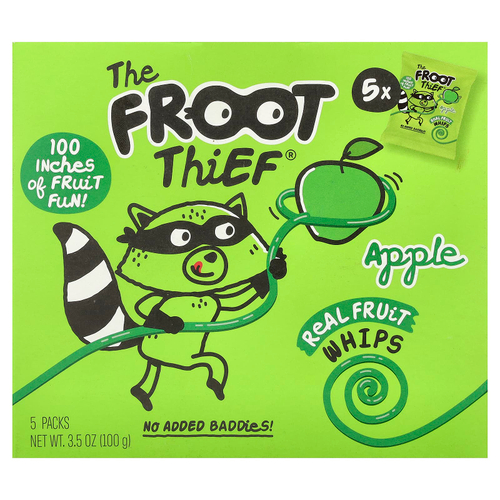 The Froot Thief, фруктовые снеки, со вкусом яблока, 5 пакетиков по 20 г (0,7 унции)