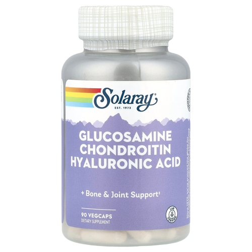 Solaray, глюкозамин, хондроитин и гиалуроновая кислота, 90 растительных капсул