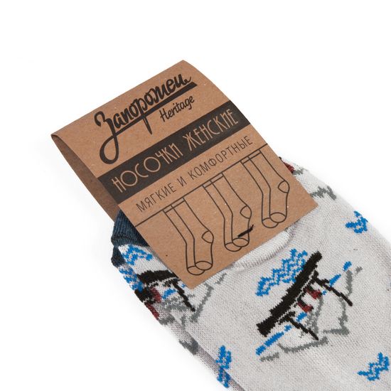 Носки ЗАПОРОЖЕЦ Корабль Серый короткие женские