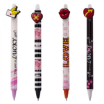 Ручка гелевая пиши-стирай Alingar, автомат, "Губы, сердца", 0,5 мм, синяя, круглый, цветной, пластиковый корпус, карт. уп.