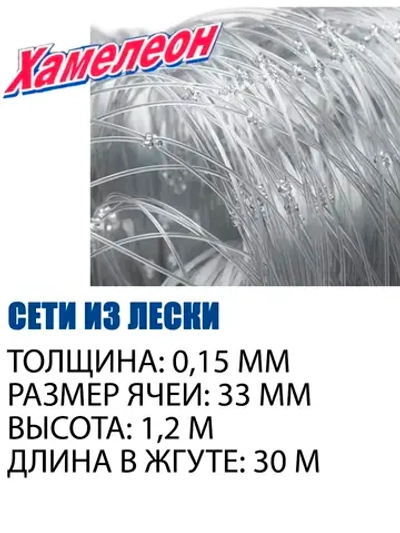 Сетеполотно Standart леска 0,15 мм, яч. 33 мм, высота 1,2 м