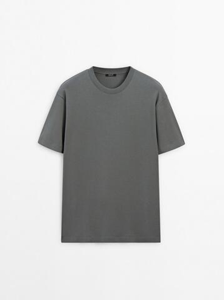 Massimo Dutti Хлопковая футболка-поло с короткими рукавами, синий