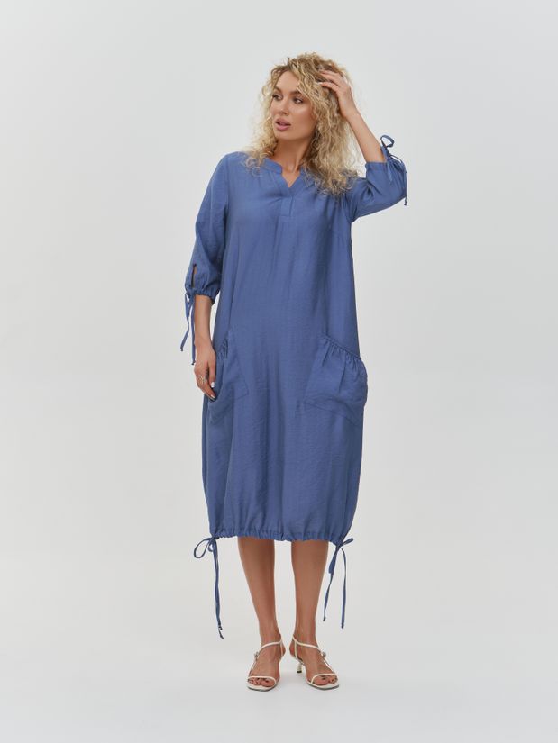 Платье БОХО с карманами, голубой