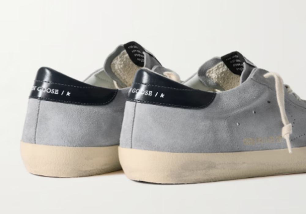 Мужские кеды Super-Star Distressed Patent Leather-Trimmed Suede Sneakers