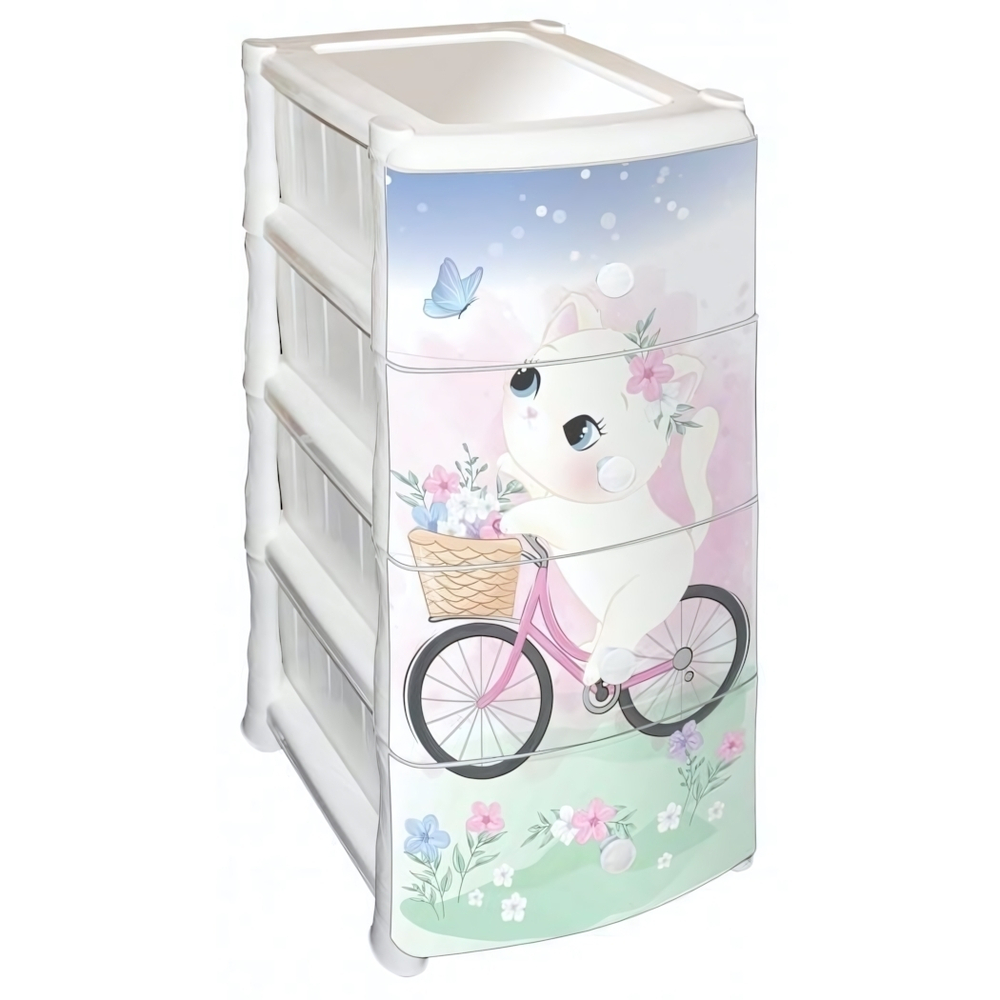 Комод 4 секции Kitty с ручками с декором (Виолет)