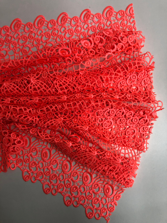 кружевное полотно, оранжевый неон С12, макраме, круги