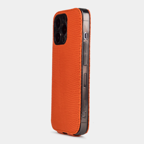 Чехол для iPhone 13 Pro из кожи ящерицы, оранжевого цвета