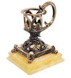 Народные промыслы AM-2946/1 Подсвечник «Ночник Винтаж» (латунь, янтарь)