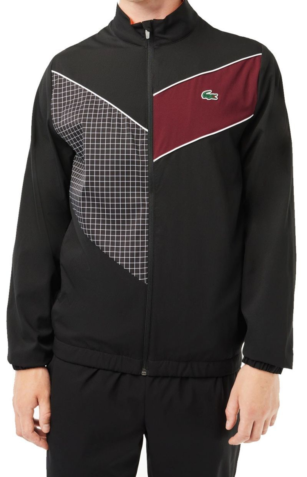 Мужской теннисный костюм Lacoste Stretch Fabric Tennis Sweatsuit - black/orange/bordeaux