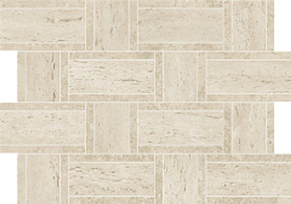 Мозаика/Керамогранит ATLAS CONCORDE MARVEL TRAVERTINE Pearl Mosaico Basketweave 35x46,8 AF9O