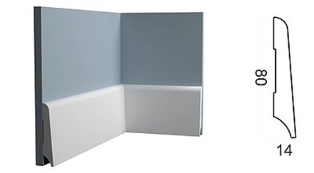 Плинтус Контур под покраску, 80x14 мм