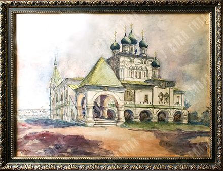 Шпитонов И. В. Храм Казанской иконы Божией Матери в Коломенском. Акварель. 1960-е гг.