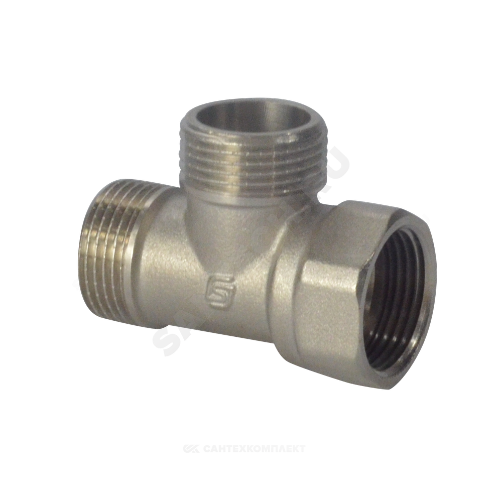 Тройник латунь никель Ду 15 (1/2") НР/НР/ВР SantechSystems