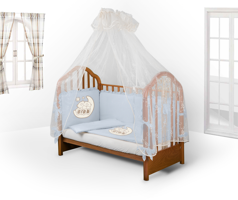 Арт.71730 Бортик в детскую кроватку для новорожденных  - ДИАНА -Мишки на луне