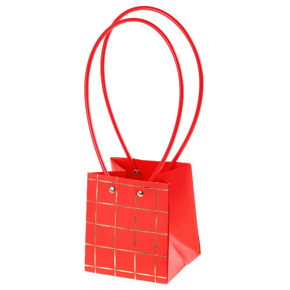 Сумка подарочная "Полосы" 11,5x10,5xH13см с ламинацией (Красный)