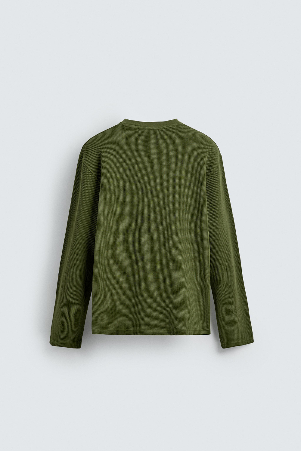 ZARA ФУТБОЛКА ИЗ РИФЛЕНОГО ТРИКОТАЖА, ХАКИ