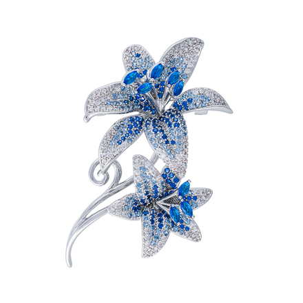 Брошь Fiore Luna ДУЭТ Zircon XR08553P BL/S