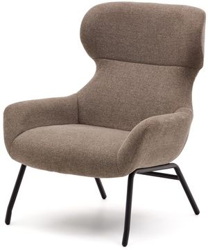 Belina Кресло из светло-коричневой синели и стали с черной отделкой Испания La Forma